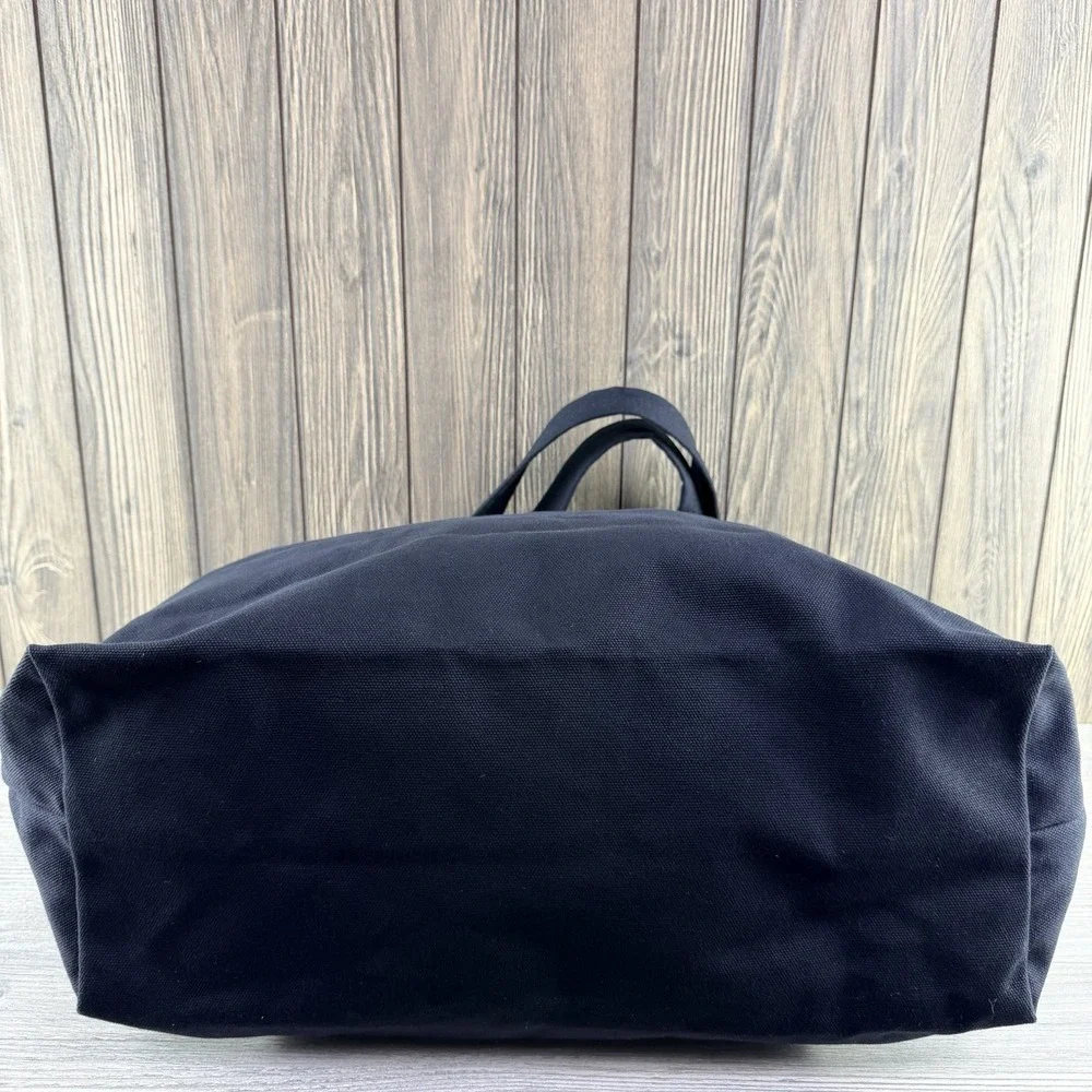 GOODLIFE Large Black Canvas Tote Bag Made in USA Logo Shoulder Shopper Pocket